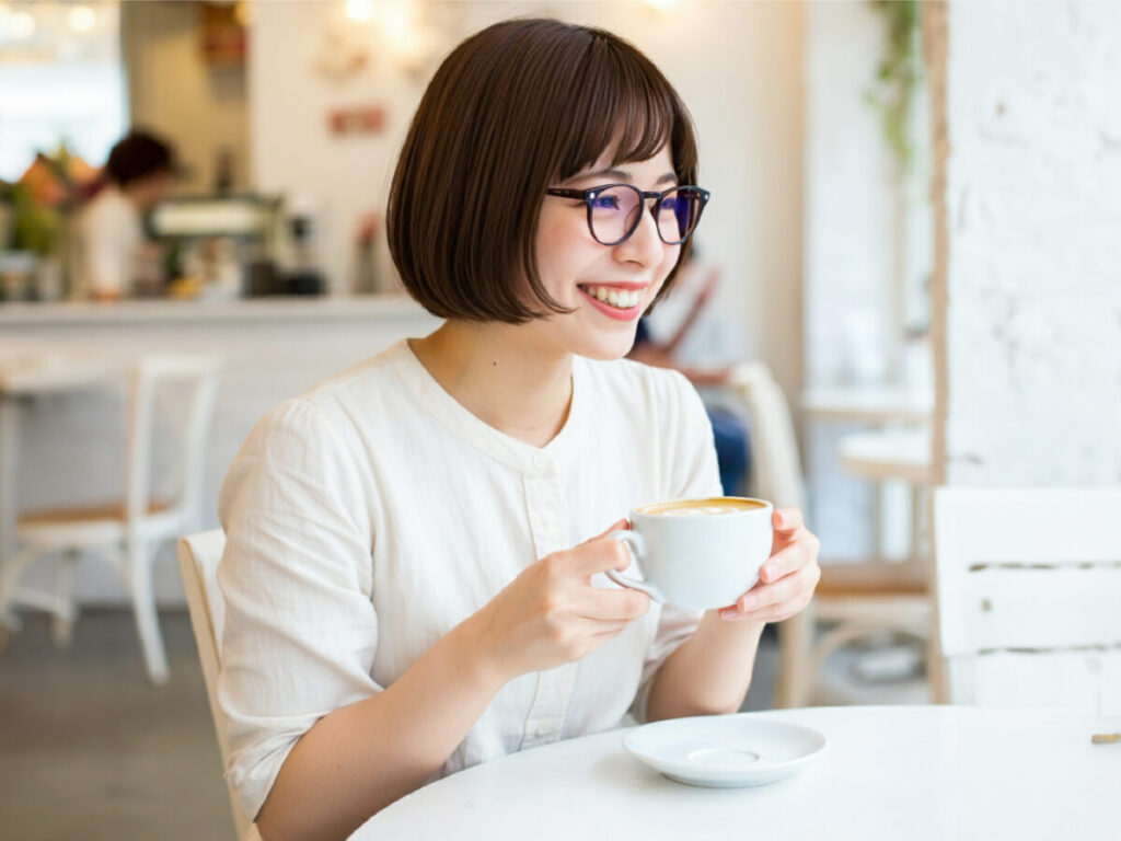 カフェで楽しむ女性