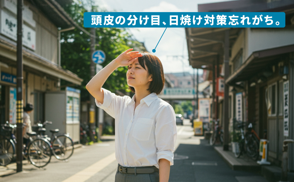 紫外線によるダメージが頭皮の分け目に