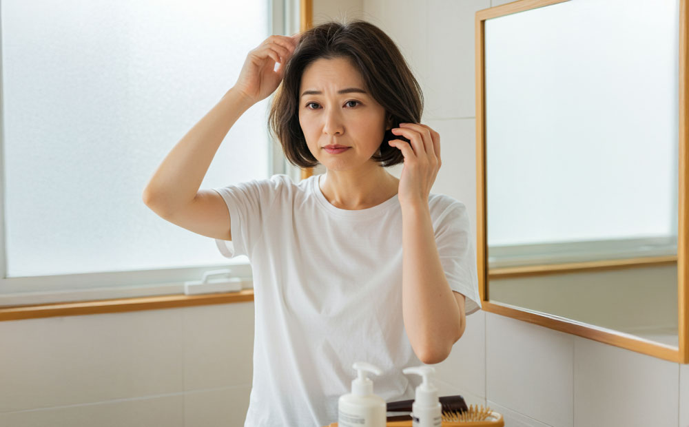 髪がうねる女性
