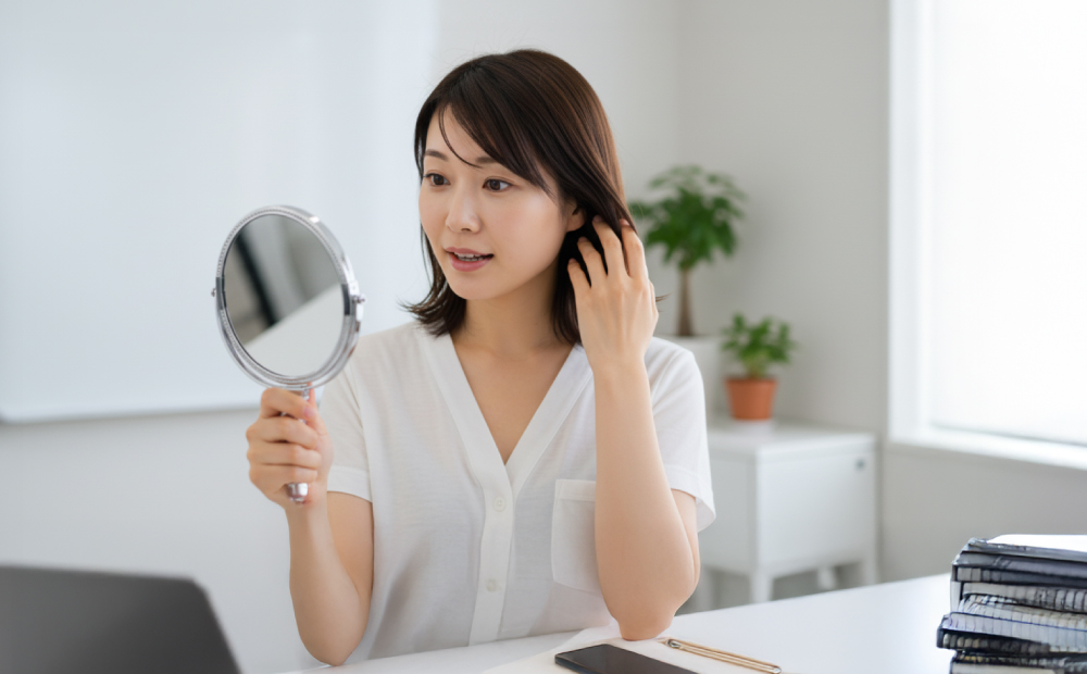 アホ毛がなく嬉しい女性